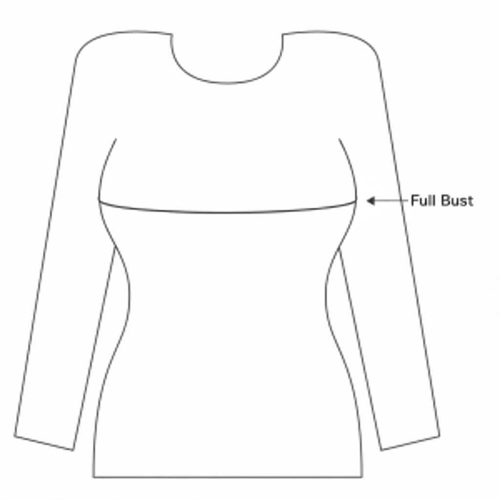 Bust measurement guide showing high vs full bust