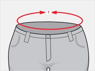 Pant waist guide showing where to measure